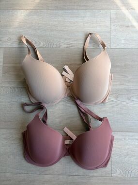 Victoria's Secret Nude & Dusty Rose Padded T-Shirt Bras | 32DDD